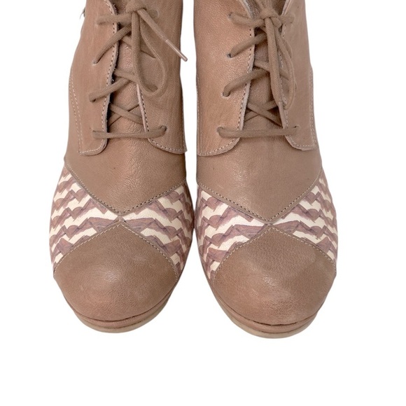 Gold Button Shoes Heels Mod Oxford Retro Taupe Brown Mauve Size 42 - Picture 6 of 10